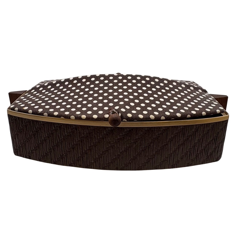Vintage Salton Hotray Bun Warmer WB-5 MCM Brown Polka Dot Woven Basket Retro